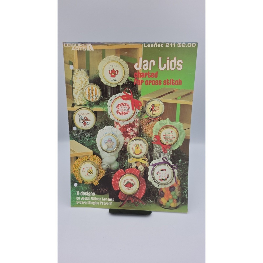 Jar Lids Charted for Cross Stitch, 1982, Leaflet 211, Cross Stitch Pattern
